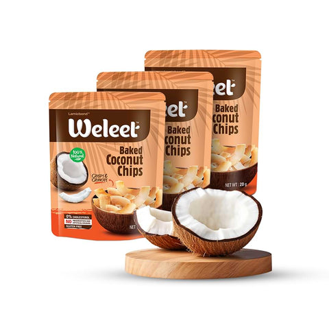 Weleet Baked Coconut Chips | pack of 3  | 60 g