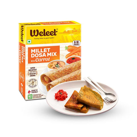 pack of one, weleet instant carrot millet dosa mix