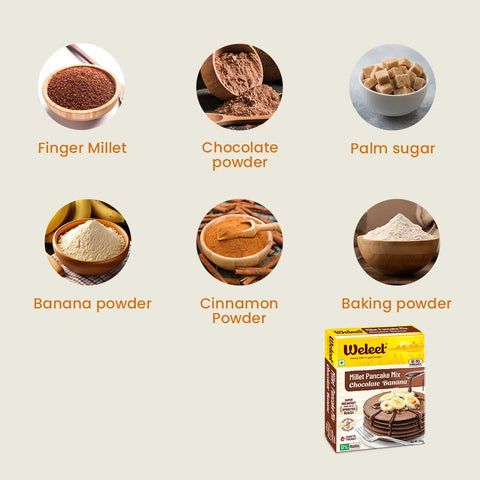 Millet Pancake Mix – Strawberry & Chocolate Banana   - pack of 2| (200g each)