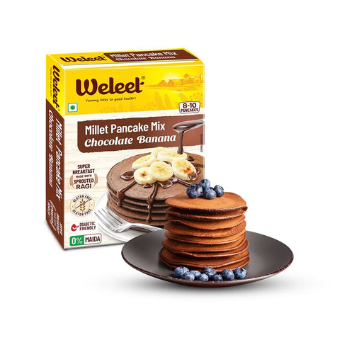 weleet instant chocolate banana millet pancake mix