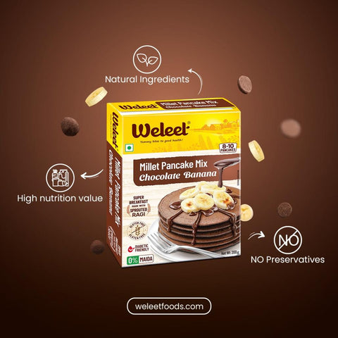 weleet chocolate banana millet pancake mix