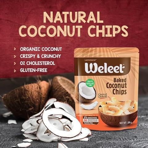 Weleet Baked Coconut Chips | pack of 3  | 60 g