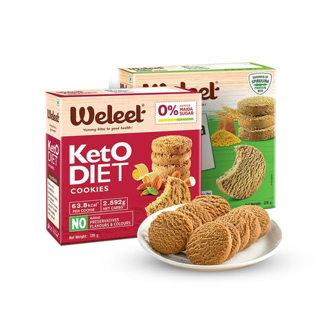 assorted pack of keto diet and spirulina and millet digestive cookies