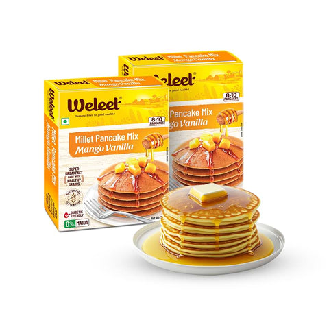 weleet instant mango vanilla millet pancake mix, pack of two