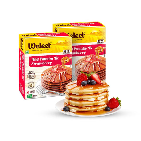 weleet instant strawberry millet pancake mix, pack of two